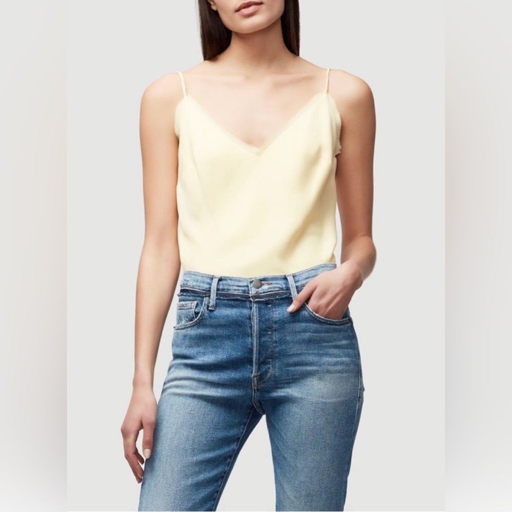 Frame Butter Yellow Raw Edge Spaghetti Strap Lounge Tank Top Camisole Size Small